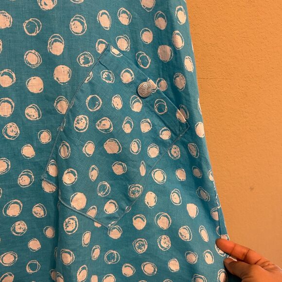 Ali Miles Plus Linen Blend Dress Polka Dots V-Neck Short Sleeve A-Line Dress 1X? - Picture 5 of 6